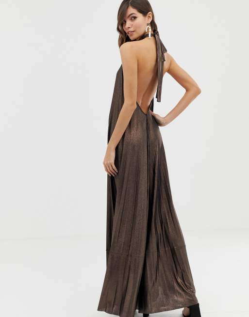 Backless best sale metallic dress