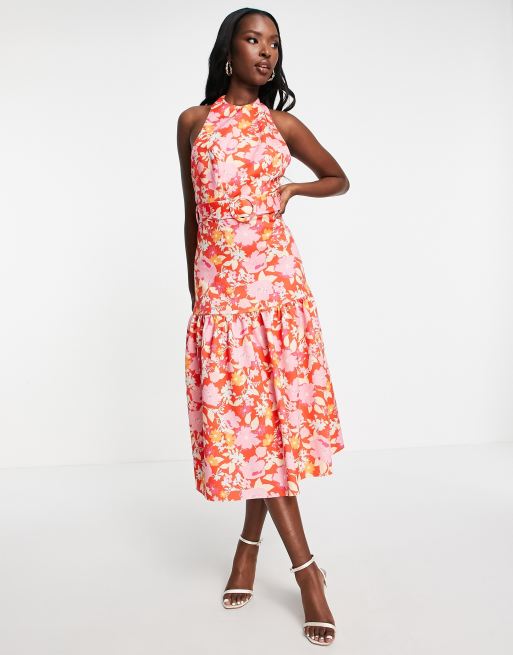 Red floral dress sales asos