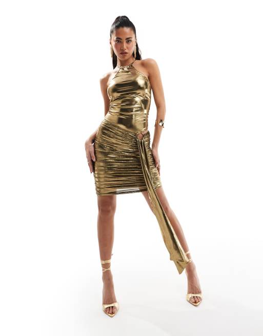 ASOS DESIGN halter bodysuit in gold - part of a set, 2 of 4