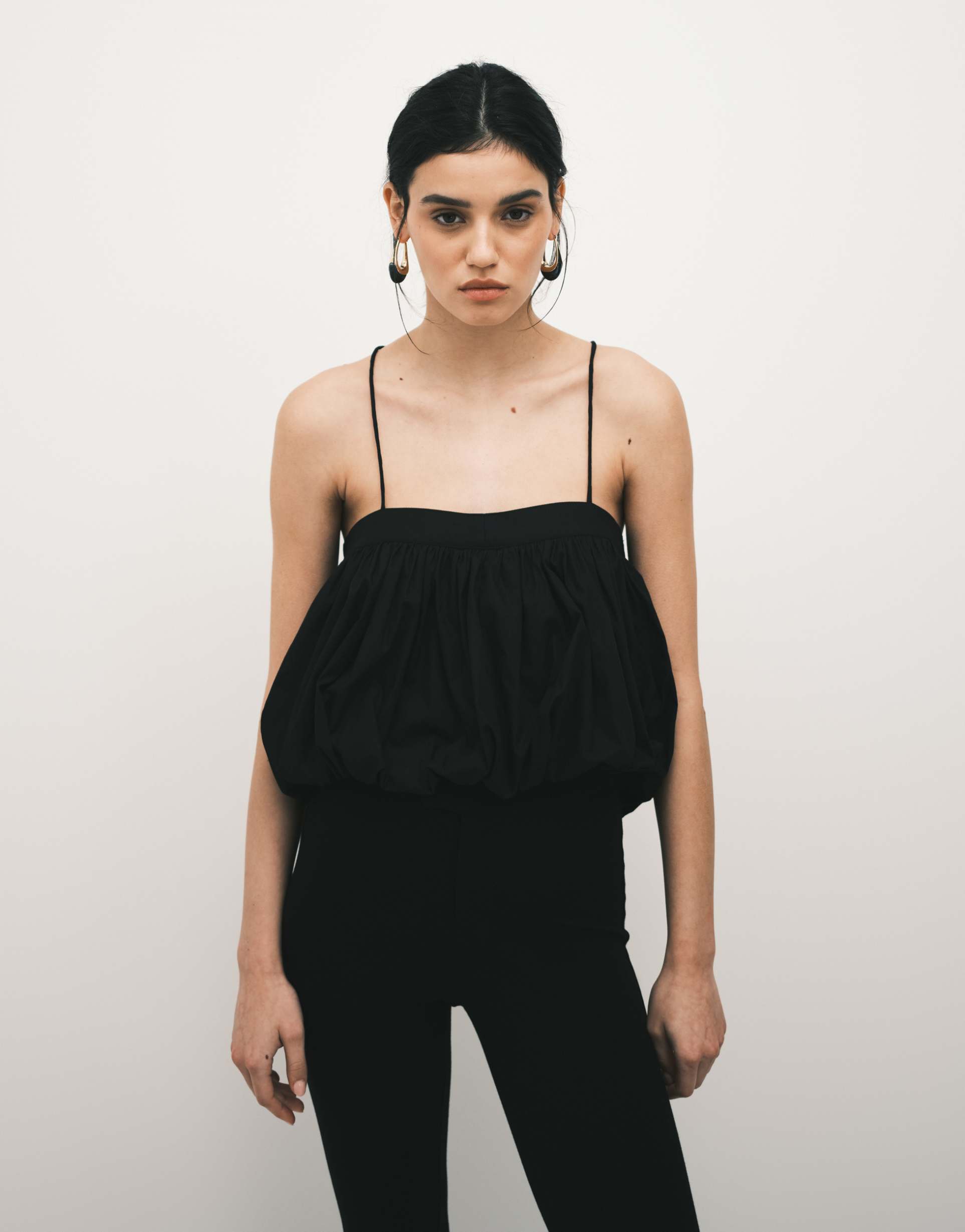 asos design halter bubble hem top in black