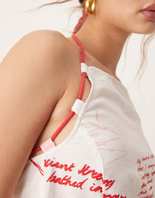 Asos Design Halter Cami With Rope Ties In White