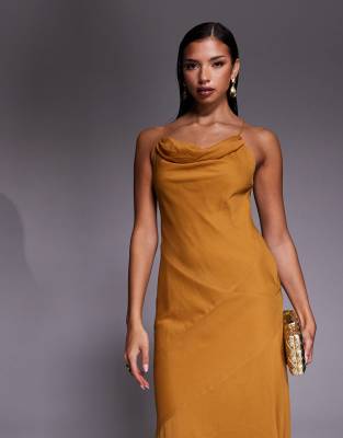 Asos Design Halter Chiffon Maxi Dress With Seam Detail In Multi