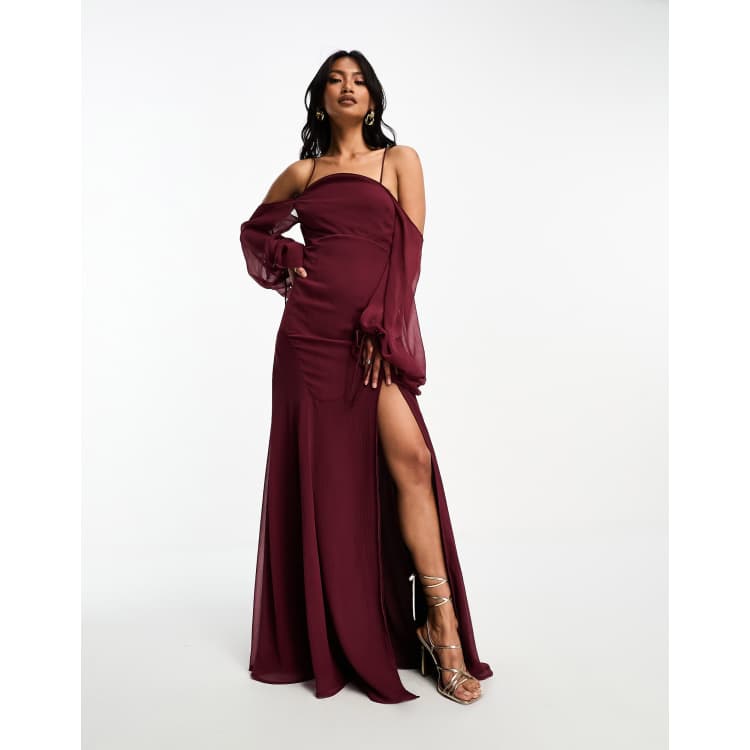 Asos burgundy store maxi dress