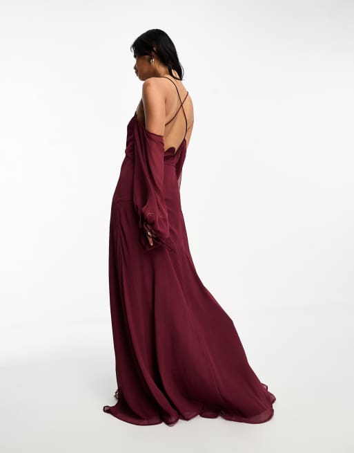 Asos oxblood 2024 maxi dress