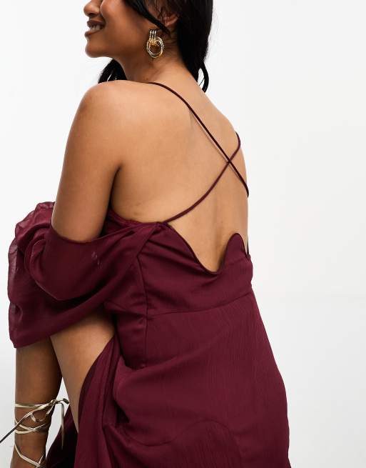 Burgundy cold sale shoulder dress