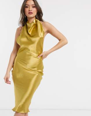 asos yellow silk dress