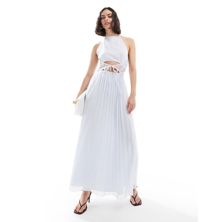 Asos design halter tie neck midi dress in pleat hotsell