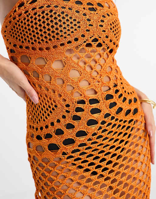 ASOS DESIGN halter crochet beach midi dress with circular