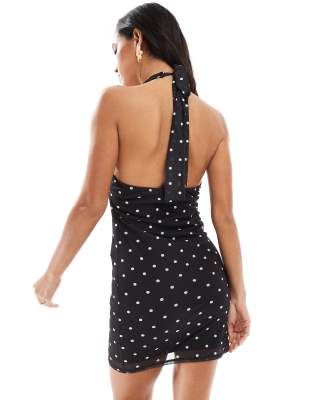 Asos Design Halter Deep V Mini Dress