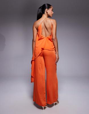Asos Design Halter Double Layer Jumpsuit In Red