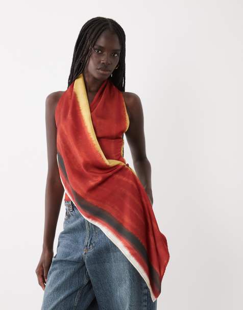 ASOS DESIGN halter drape front satin top in stripe set - view 1