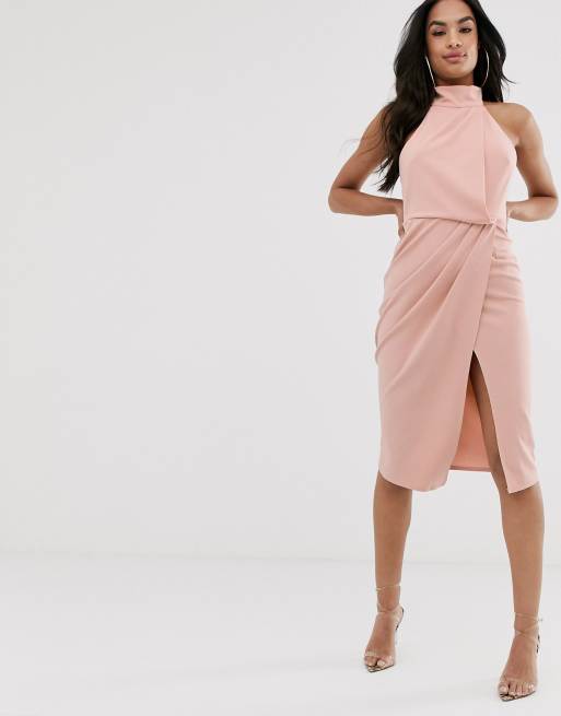 ASOS DESIGN halter drape pencil midi dress, 4 of 4
