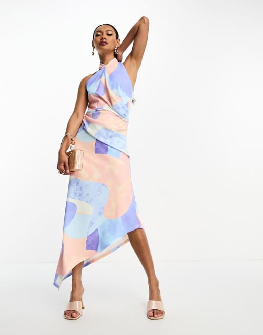 Pink and blue cheap midi dress