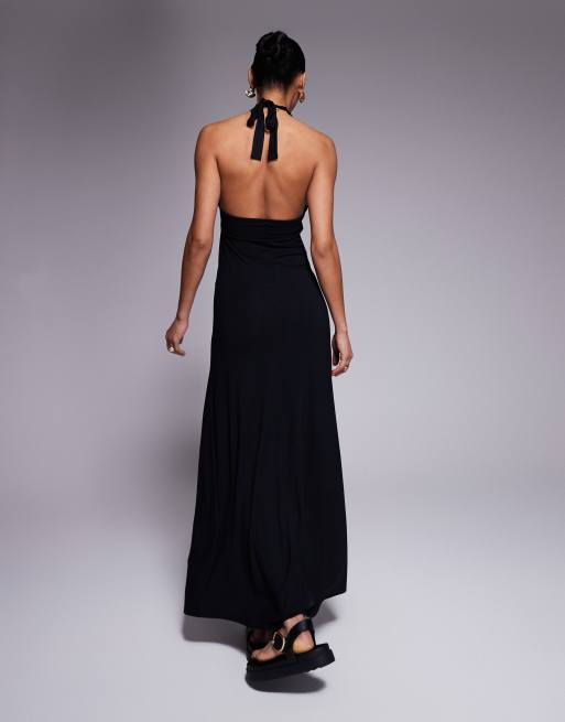 ASOS DESIGN halter maxi dress in black