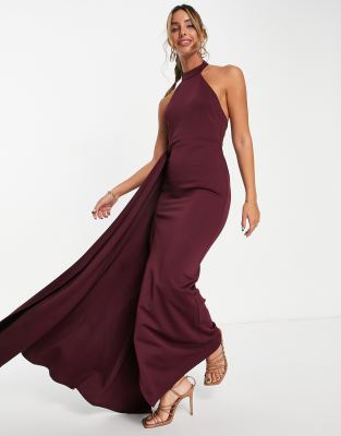 Alexa Satin Halter Maxi Dress