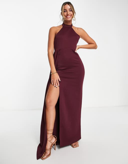 ASOS DESIGN halter maxi dress deep red | ASOS