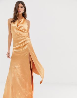 asos design halter maxi dress with split detail