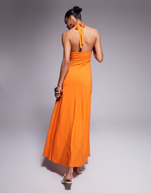 ASOS DESIGN halter maxi dress in orange