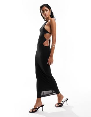 Asos design halter maxi best sale dress with split detail