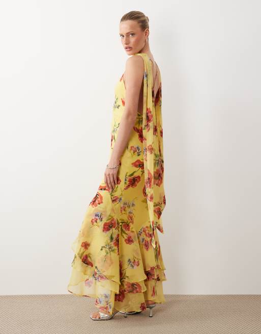 slim fit dress slacks Marissa Floral Halter Neck Midi Dress