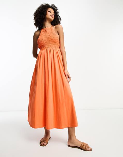 Orange full shop length dress