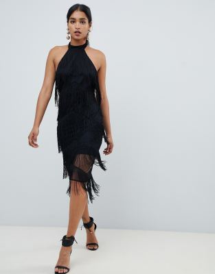 halter fringe dress