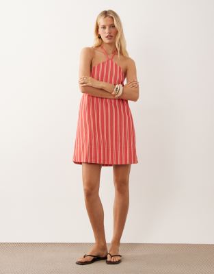 Asos Design Halter Mini Dress In Red