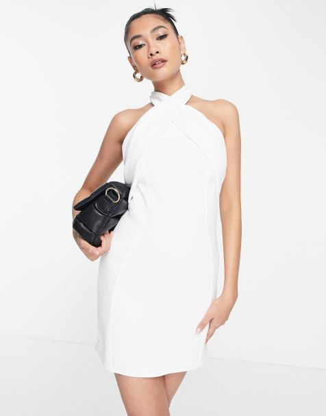 ASOS DESIGN halter mini dress in textured crepe - view 1