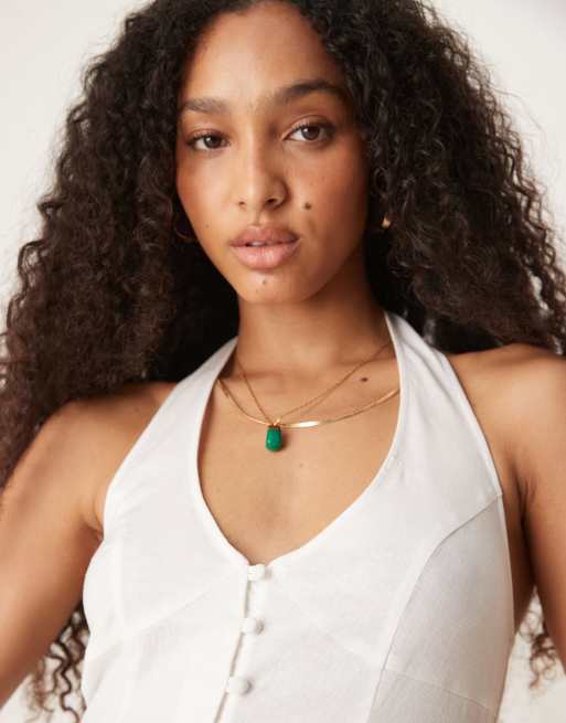 ASOS DESIGN halter mini dress with flare hem in white