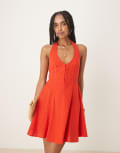 [ASOS DESIGN] ASOS DESIGN halter mini dress with godet hem in red 4 Red