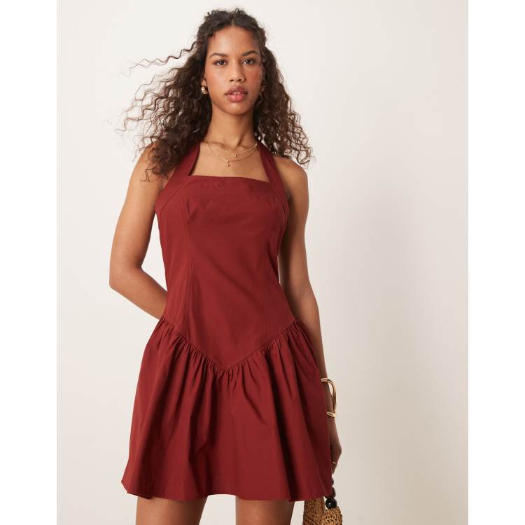 halter neck mini summer dress Solenne Cream Textured Halterneck Mini Dress main image 0
