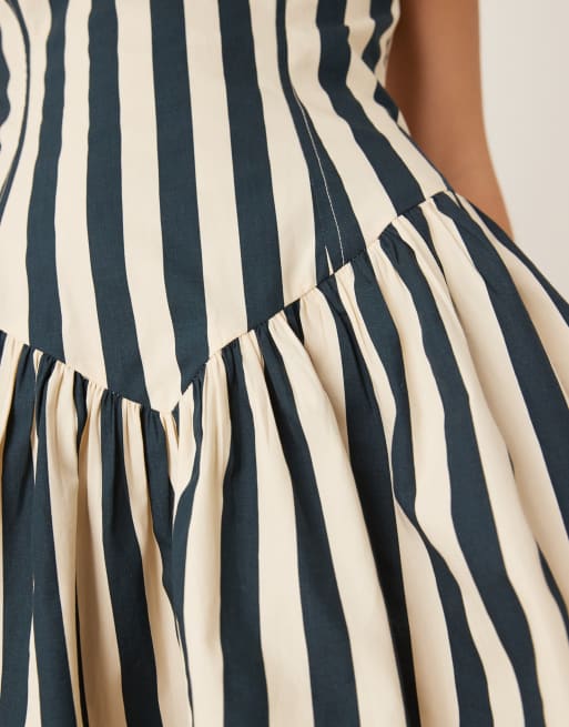 ASOS DESIGN halter mini dress with ruffle hem in stripe