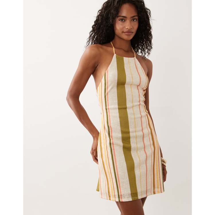 halter neck a line mini dress ASOS DESIGN high neck drape a line mini dress in black