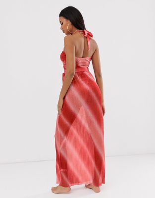 asos design halter maxi dress with split detail