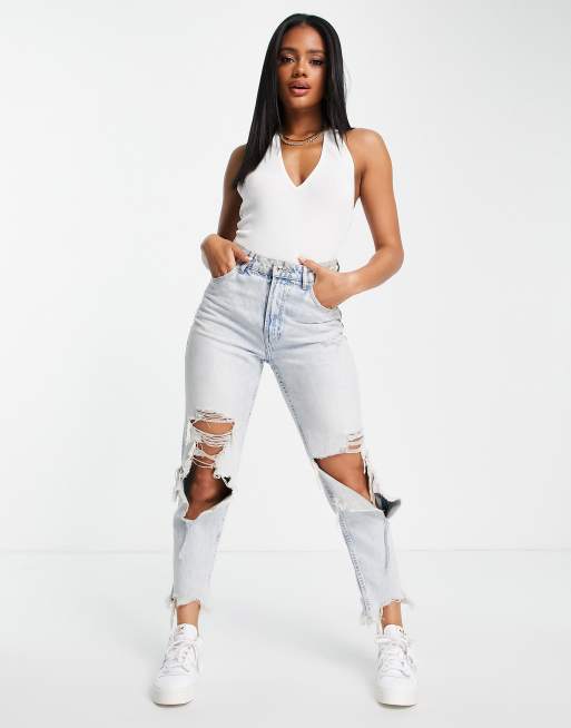 White halter hot sale neck bodysuit