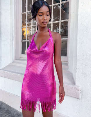 asos bright pink dress