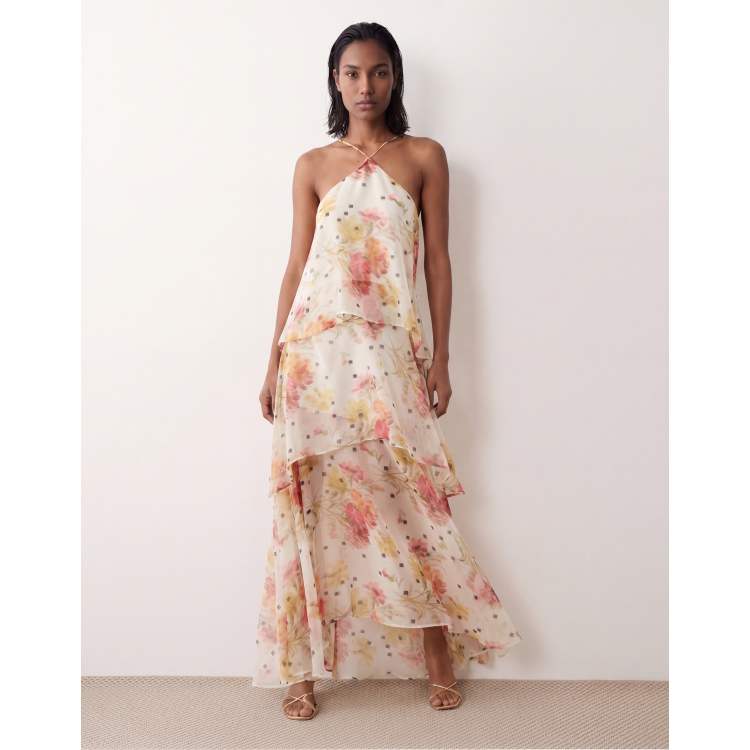 asos edition floral embroidered halter prom midi dress ASOS EDITION floral phoenix embroidered satin halter midi dress in black
