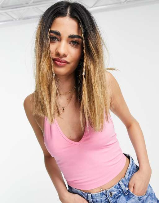 ASOS DESIGN halter neck crop top in pink ASOS