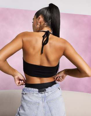 asos black halter neck top