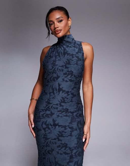 chinese dress ladies Coastal Cascade Halter Neck Tie Back Maxi Dress Blue / S main image 1