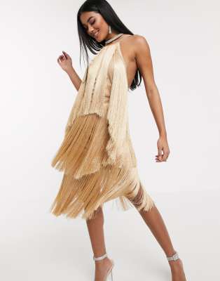 fringe halter dress