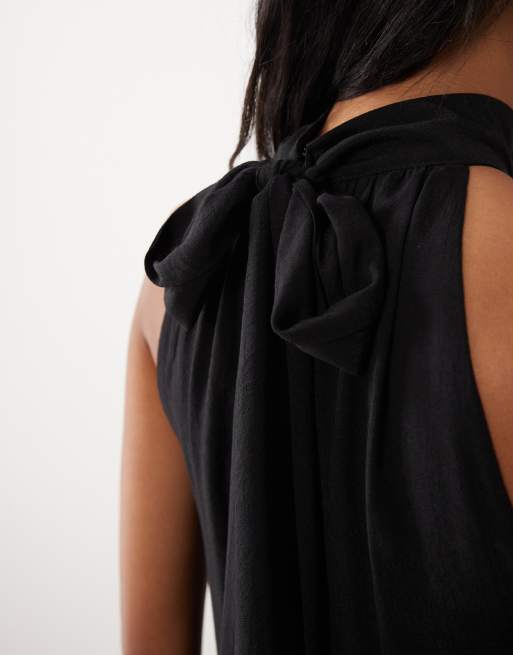 ASOS DESIGN halter neck jumpsuit with tie detail in black, 3 of 4