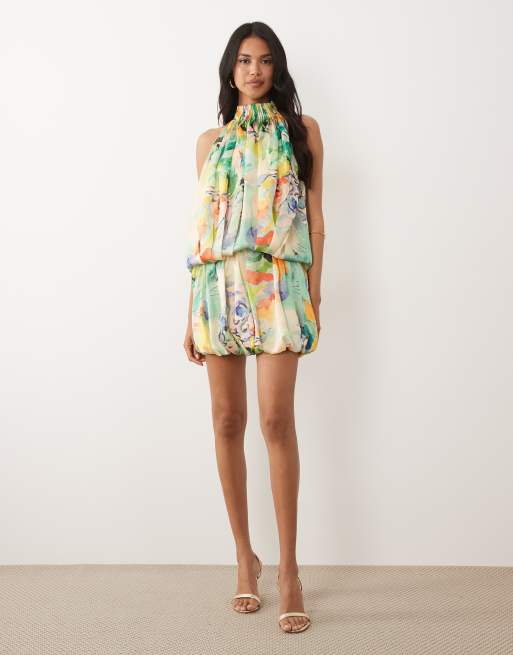 knee length dresses for ladies R & M Richards Plus Size Printed Overlay-Skirt Maxi Dress - Jade/Pink