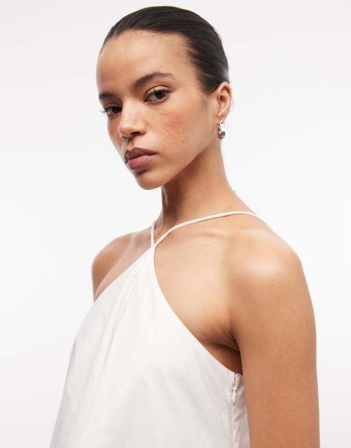 ASOS DESIGN halter neck layered midaxi dress in white, 8 of 8