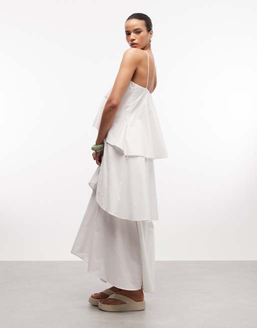 ASOS DESIGN halter neck layered midi dress in white, 5 of 7
