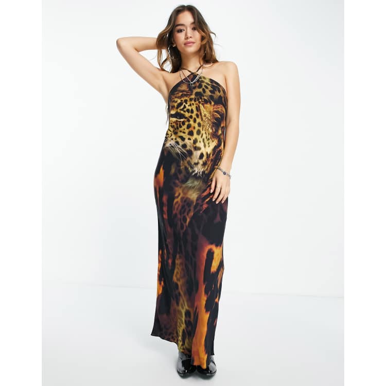 Asos leopard slip outlet dress