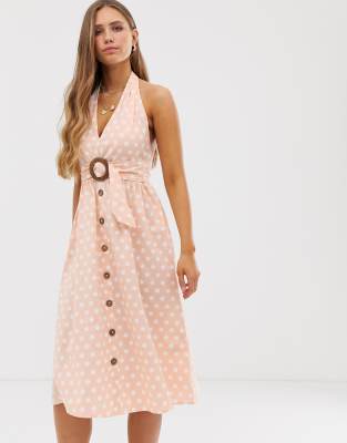 halter neck linen dress