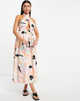 asos design halter neck dress