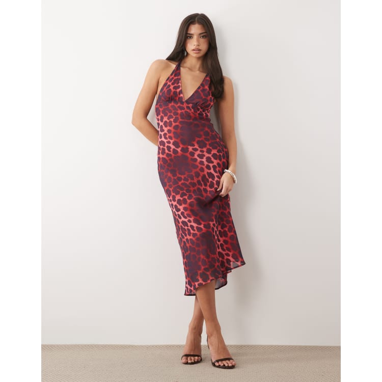 ASOS DESIGN halter neck midi dress in leopard print | ASOS