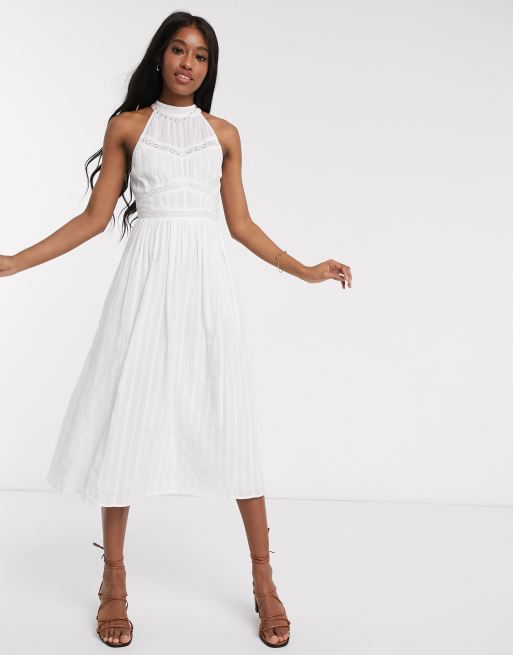 White midi outlet halter dress